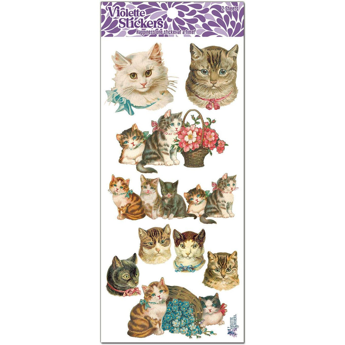 Classic Cats Stickers | 4" x 8" Paper Stickers | 2 Sheets-Violette Stickers-The Bullish Store