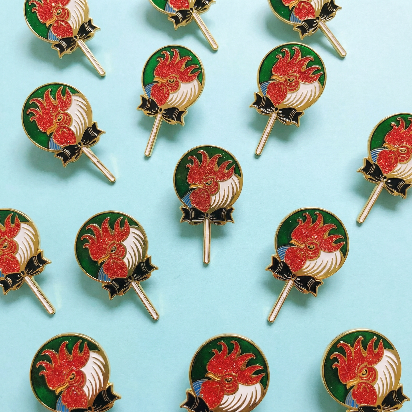Cock Sucker Soft Enamel Pin | Red Glitter | Lollipop, Rooster