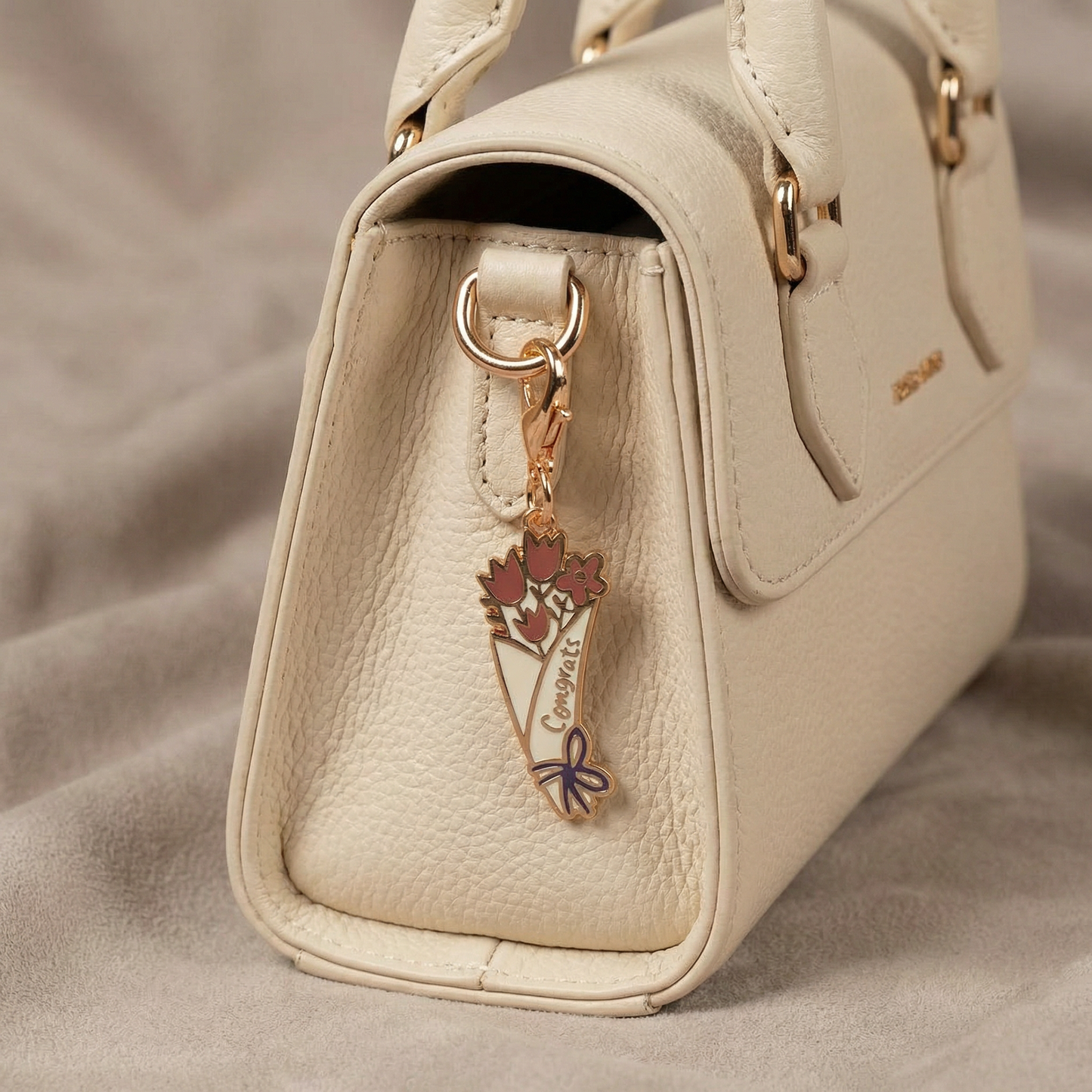 Congrats You Did It! Flower Bouquet Hard Enamel Keychain Charm | Congratulations Gift | Attach to Handbags, Backpacks, Keyrings