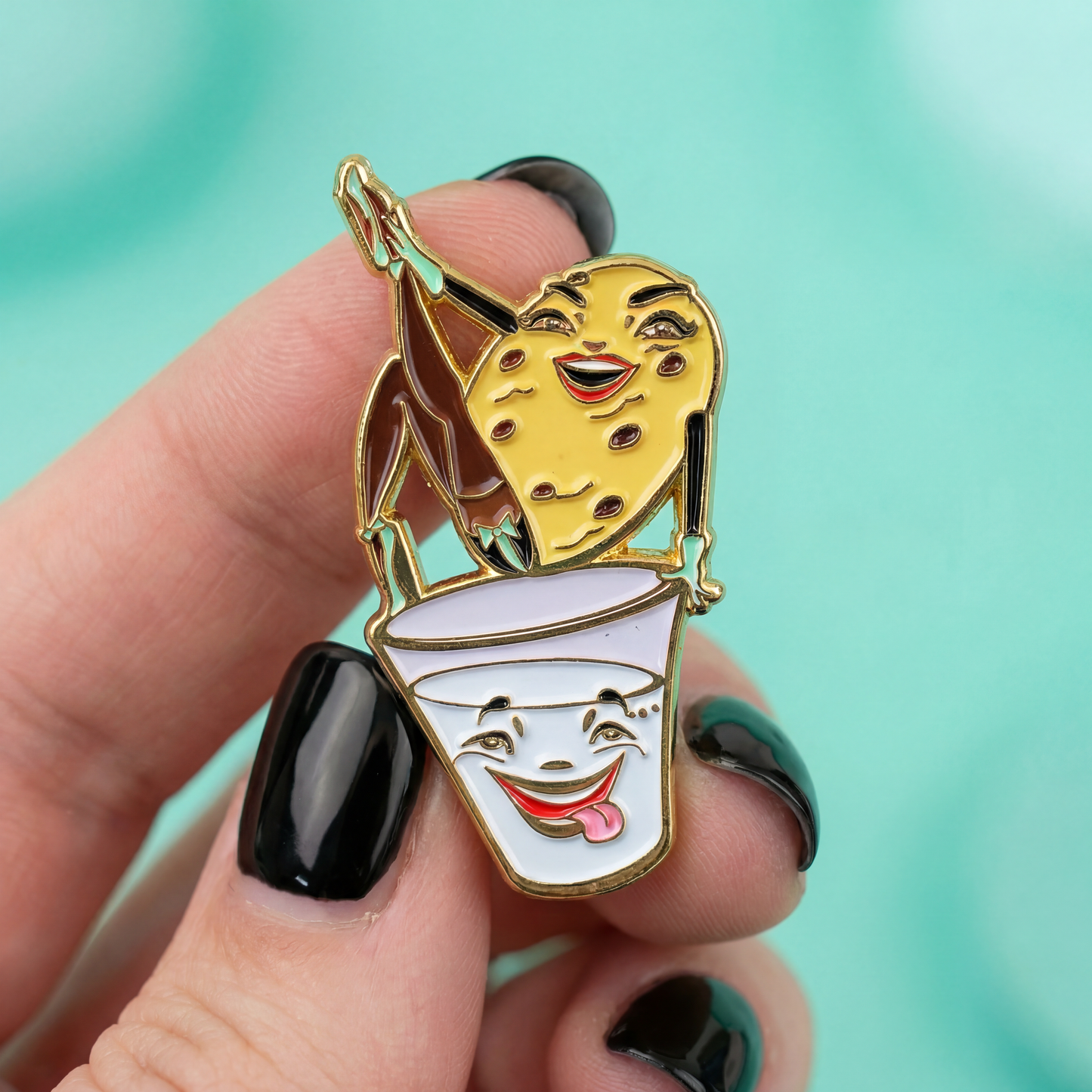 Cookie and Milk Soft Enamel Pin with Glitter | Cute Dessert Lapel Pin