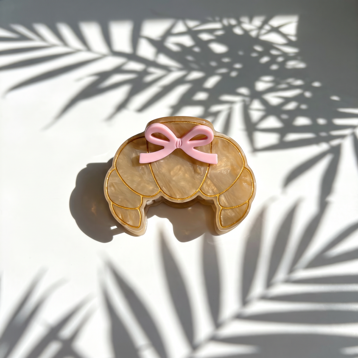 Coquette Croissant Mini Hair Claw with Pink Bows | Velvet Claws | 2.75"-Velvet Claws-The Bullish Store