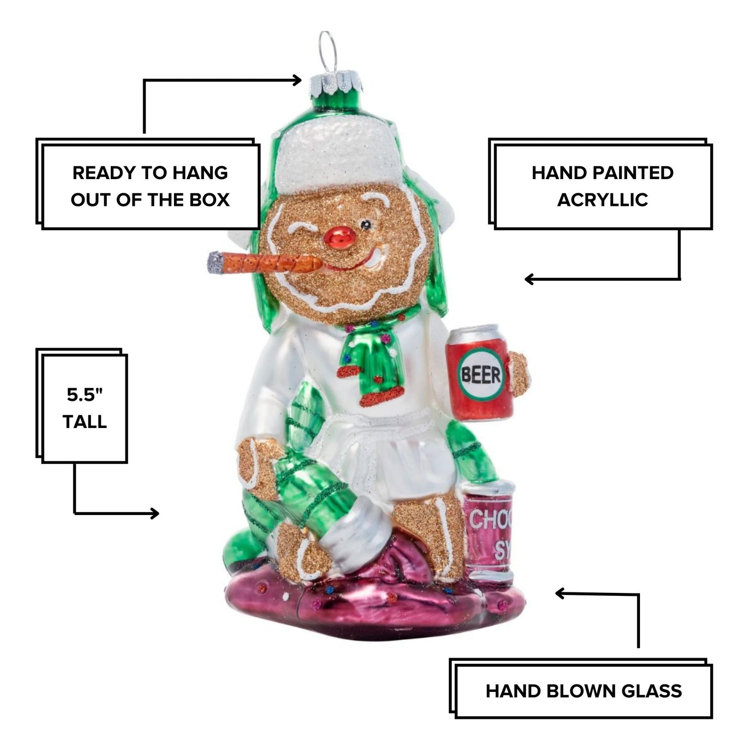 Cousin Gingerbreddie Hand-Blown Glass Christmas Holiday Ornament | Naughty Funny Xmas Gift