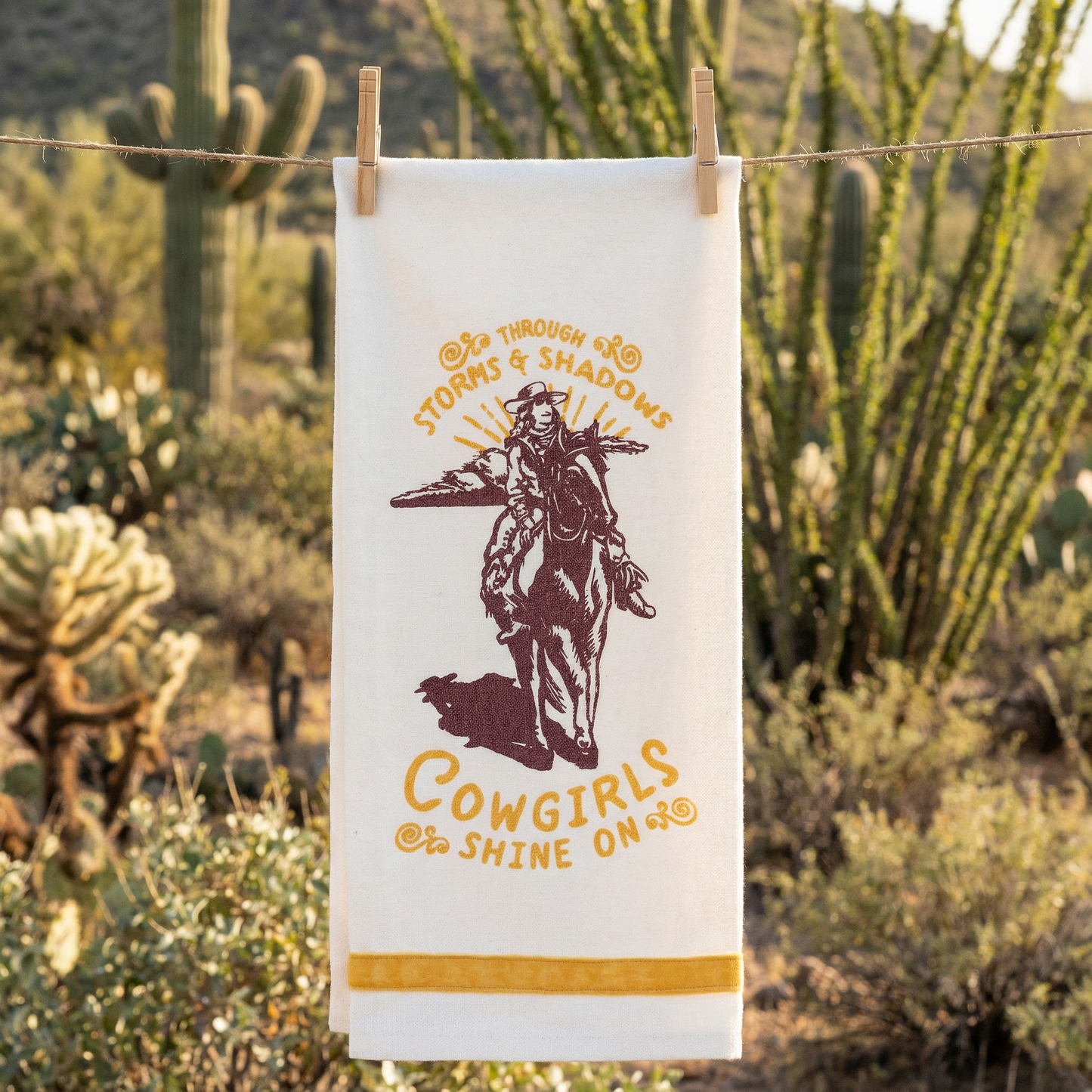 Cowgirls Shine On Kitchen Towel | Western-themed Tea Hand Dish Cloth | 18" x 28"