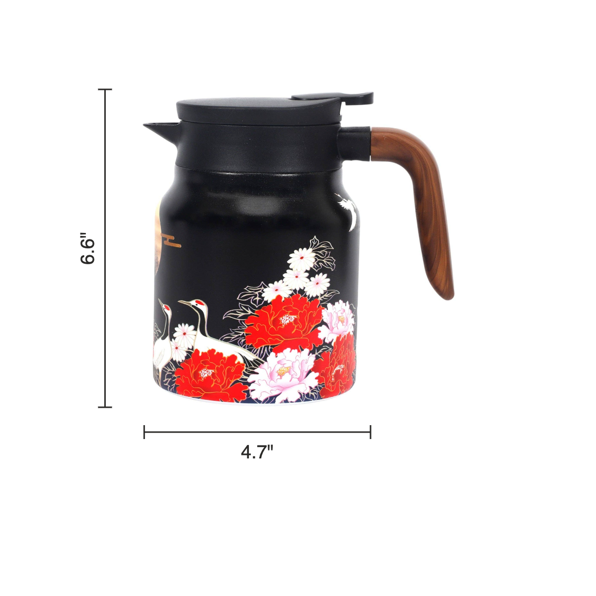 Size chart: kettle 6.6 inches tall, 4.7 inches in diameter