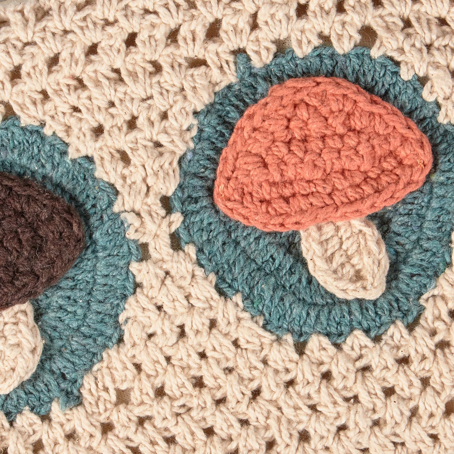 Crochet Mushrooms Wristlet | Nature Inspired Zippered Clutch | 	9" x 6"
