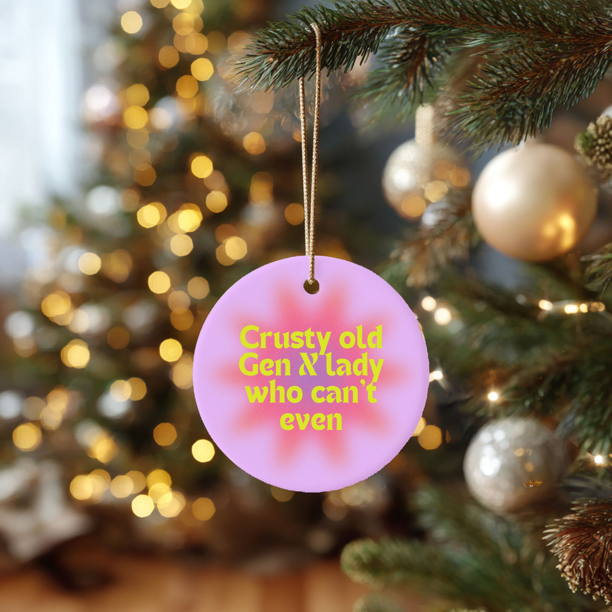 Crusty Old Gen X Lady Who Can't Even Ceramic Ornament | Funny Gen X Christmas Decor Gift for Women
