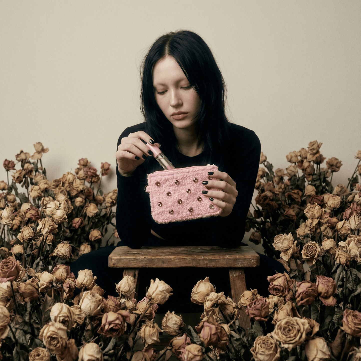 Crystal Embellishment Pink Keychain Pouch | Cards & Cash Key Chain Wallet Purse