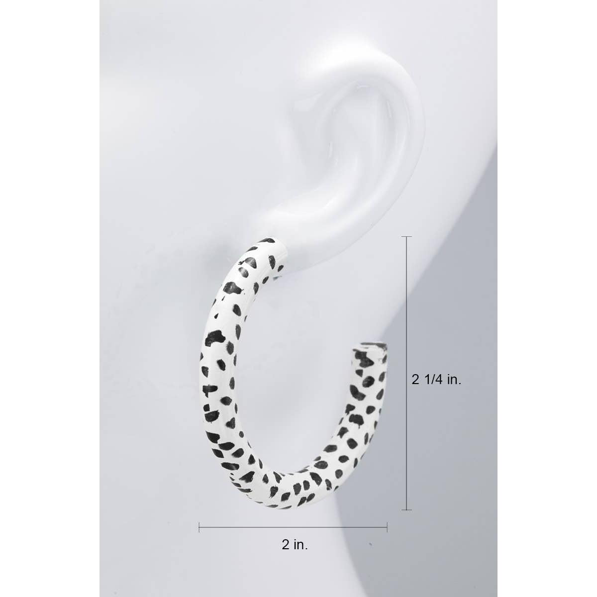 Dalmatian Wood Hoop Earrings | Bold Printed Dangle Earrings