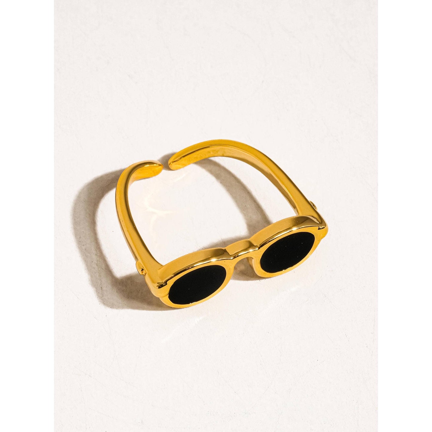 Dean 18K Gold Sunglasses Adjustable Ring | Vintage Round Frame Statement Ring