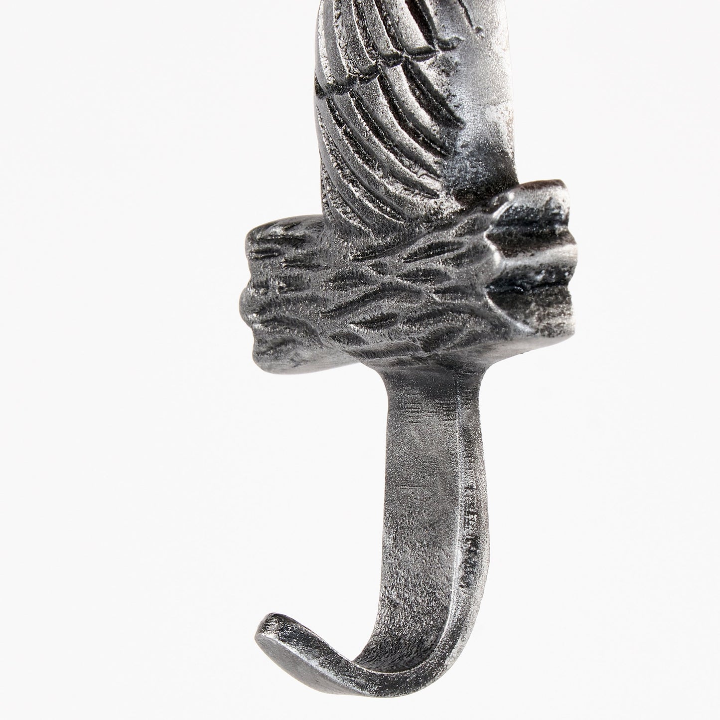 Silver hook on a white background