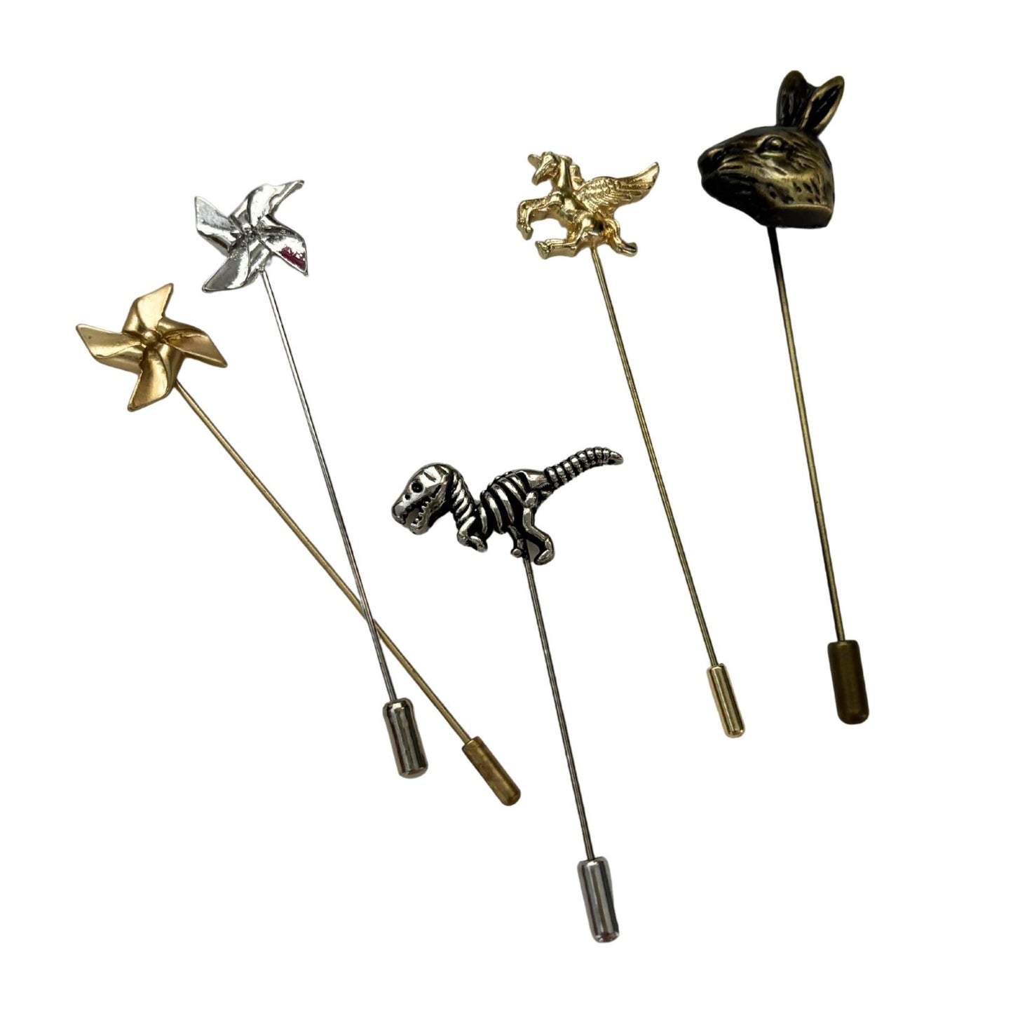 Decorative Stick Pins | 5 Style Options: Pinwheel, Rabbit, Unicorn & Dino Skeleton