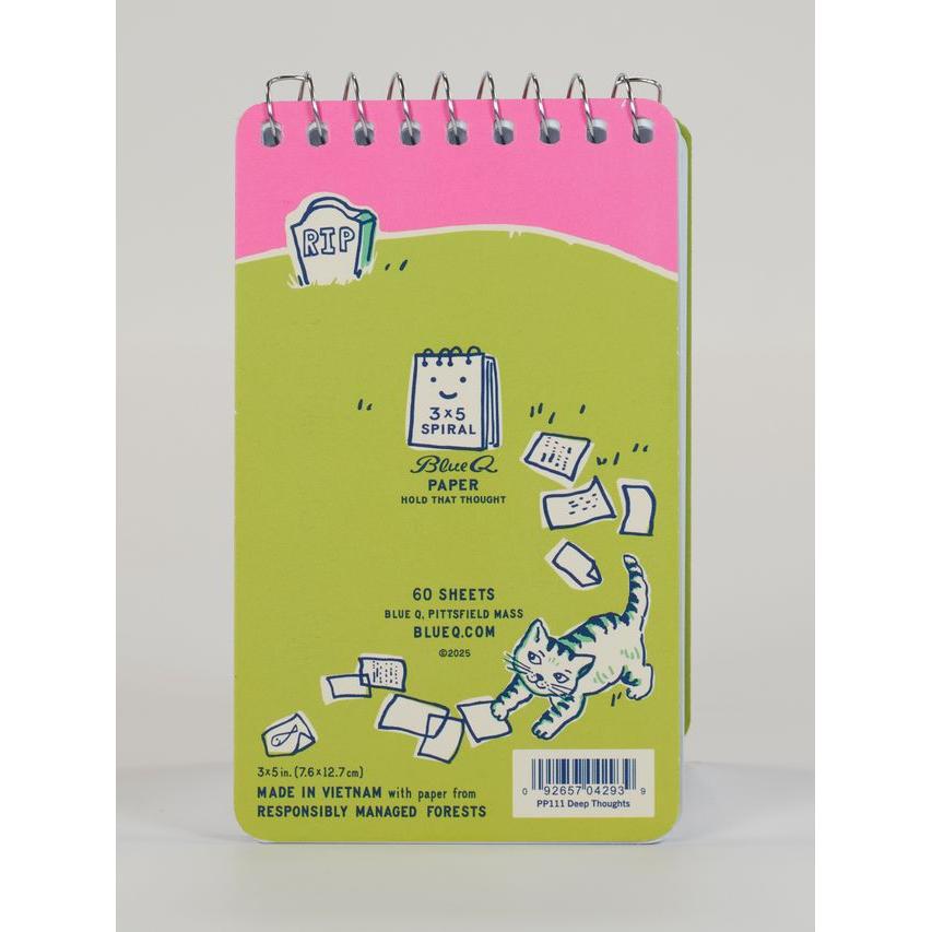 Deep Thoughts for My Cat to Inherit When I Die Spiral Notepad | 5" x 3" | BlueQ at GetBullish