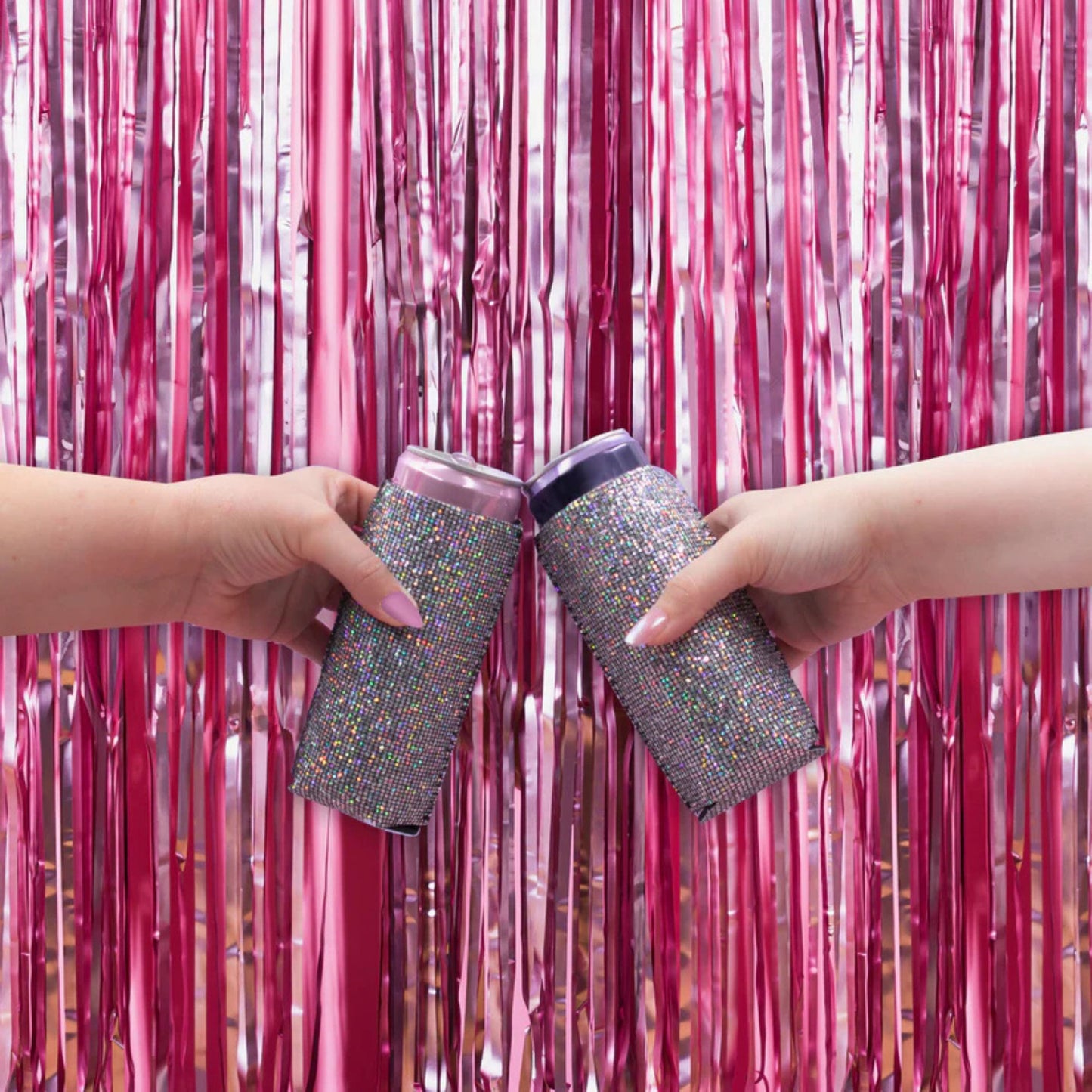 Disco Slim Koozies 2-Pack | Rhinestone Bling Can Coolers for Slim Cans