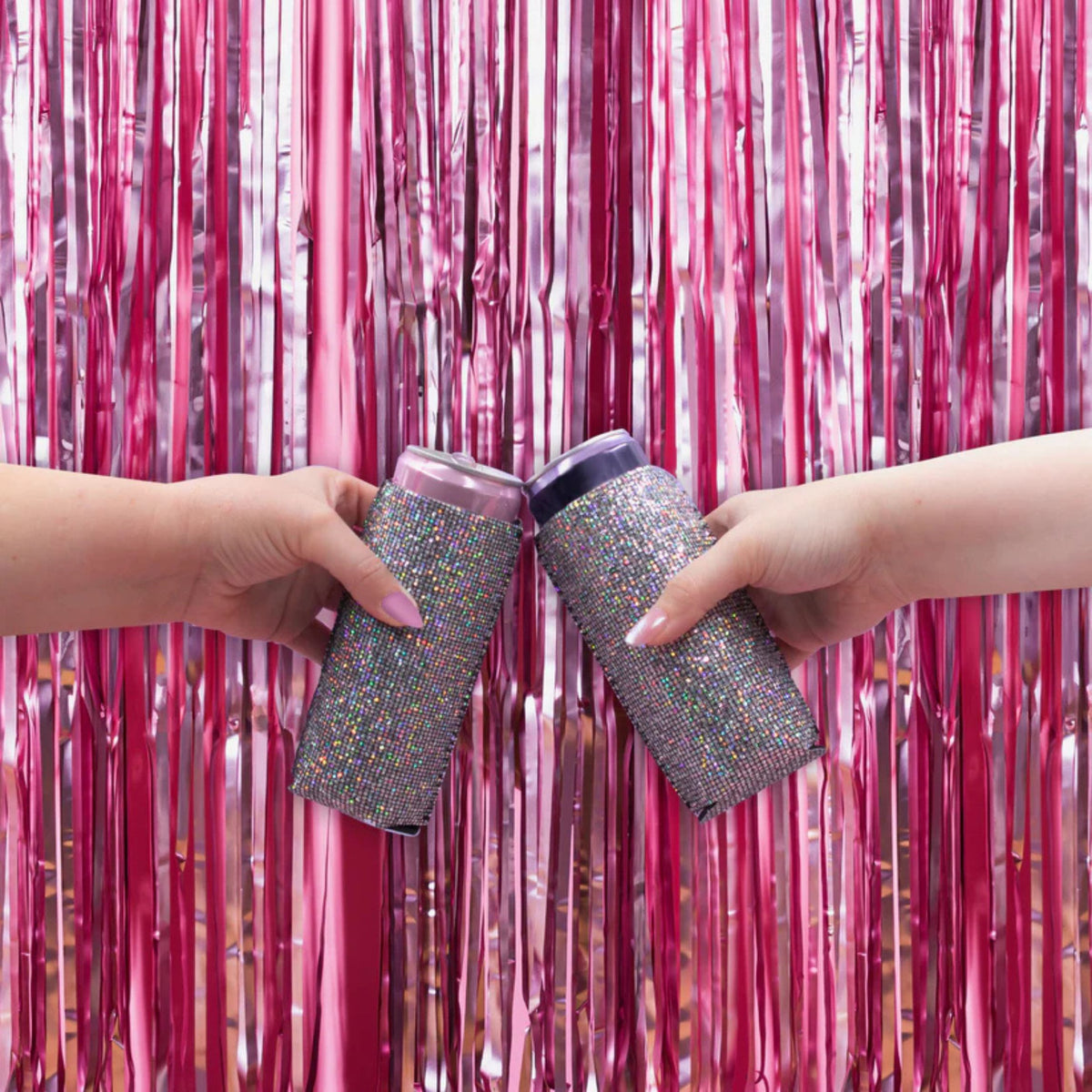 Disco Slim Koozies 2-Pack | Rhinestone Bling Can Coolers for Slim Cans