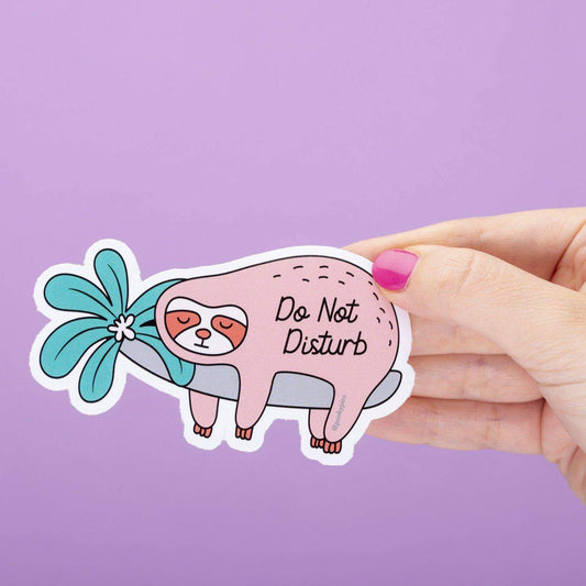 Do Not Disturb Sleeping Sloth Large Vinyl Sticker | Funny Decorative Die Cut Decal