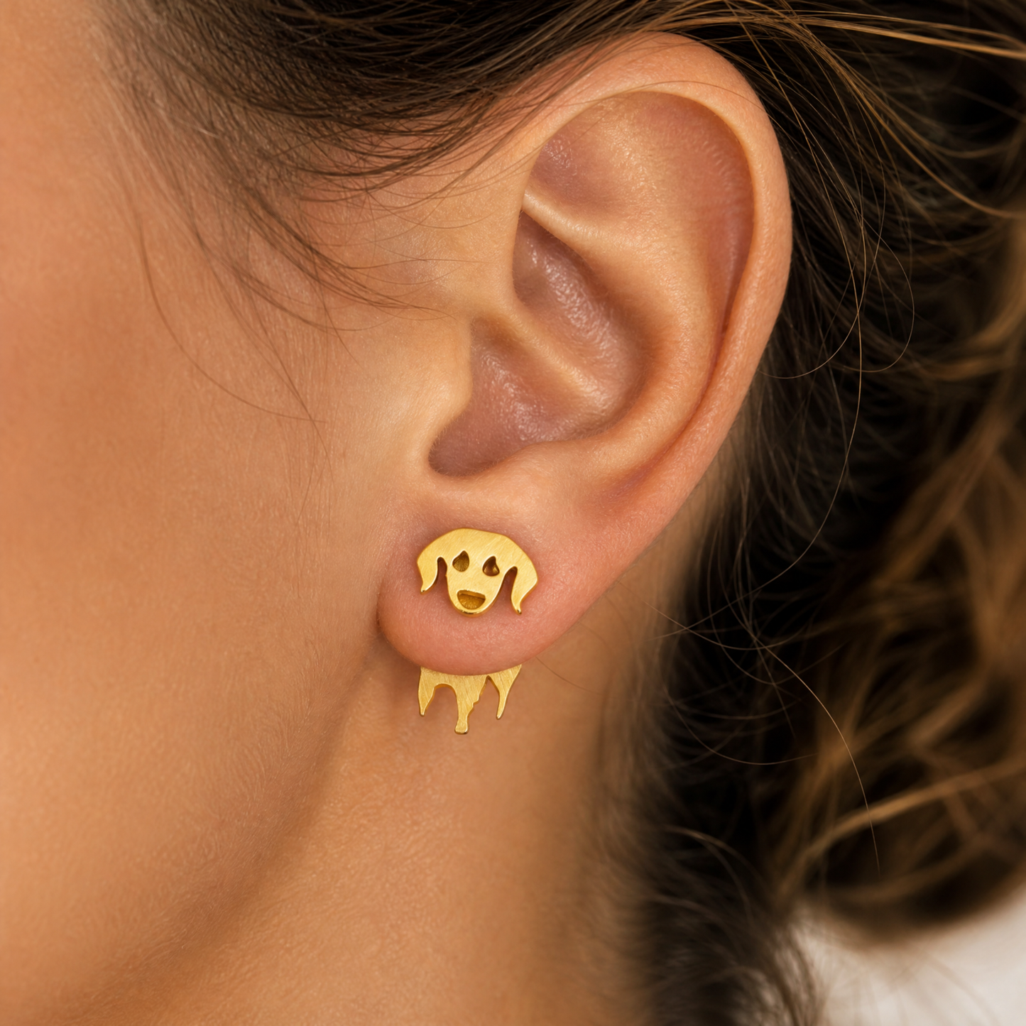 Doggy Stud Earrings | Peeking Dog Illusion Studs | Gold or Silver | Mini-Paper & Quartz-The Bullish Store