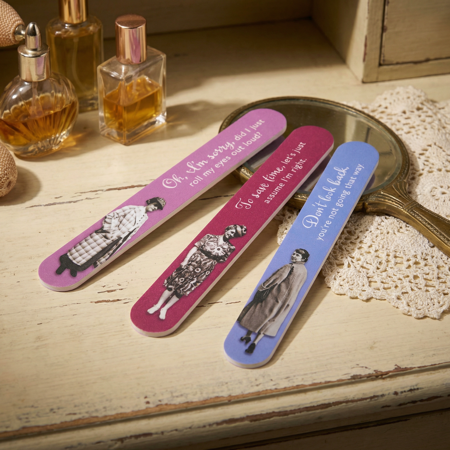 Don’t Look Emery Boards Set of 3 Funny Vintage Nail Files SME23