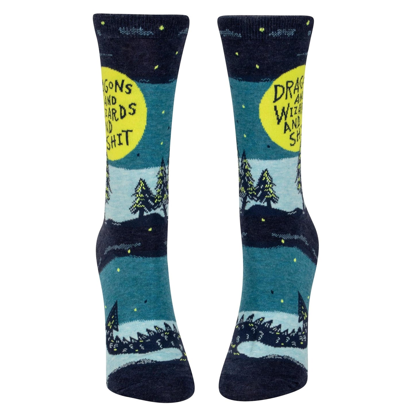 Dragons And Wizards And Shit Women's Crew Socks | Novelty Funny Socks | BlueQ at GetBullish