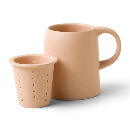 Dusty Tan Blush Ceramic Tea Infuser Mug | 2-in-1 Tea Steeper Cup | 11 oz