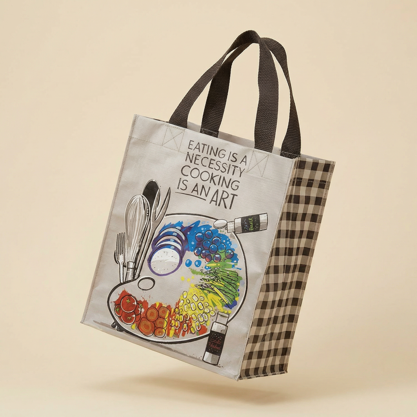 Eating Is A Necessity Cooking Is An Art Daily Tote Bag | Reusable Eco Grocery Bag 8.75" x 10.25" x 4.75"