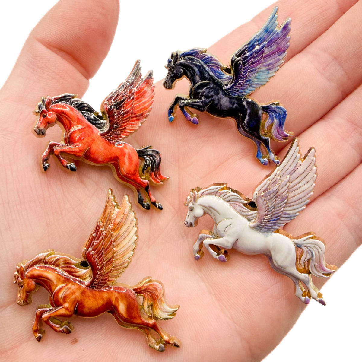 Enameled Pegasus Pin | Fantasy Brooch