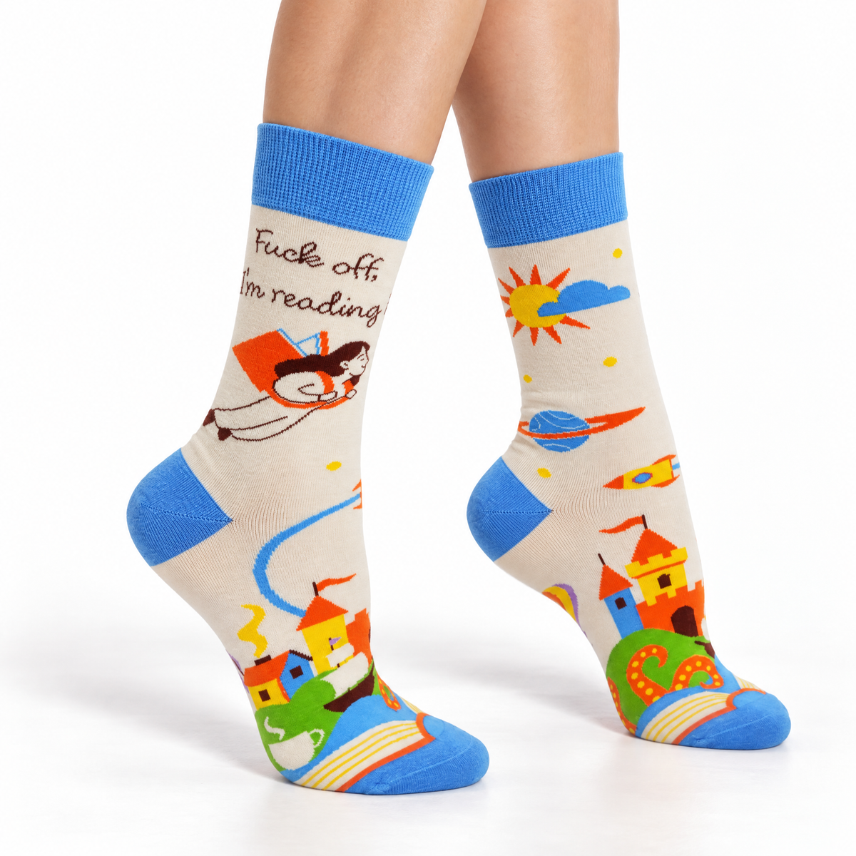 F*ck Off I'm Reading Women's Crew Socks-Fabdaz-The Bullish Store