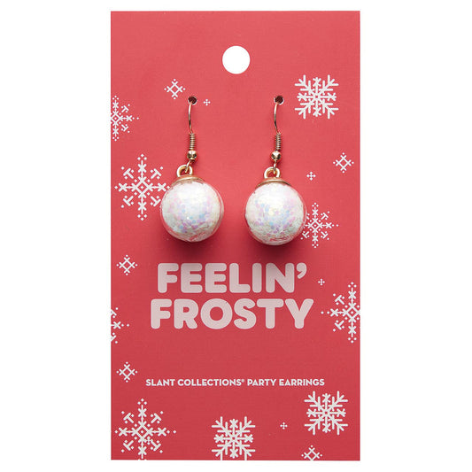 Feelin' Frosty Party Earrings | Shimmery Snowballs Novelty Earrings
