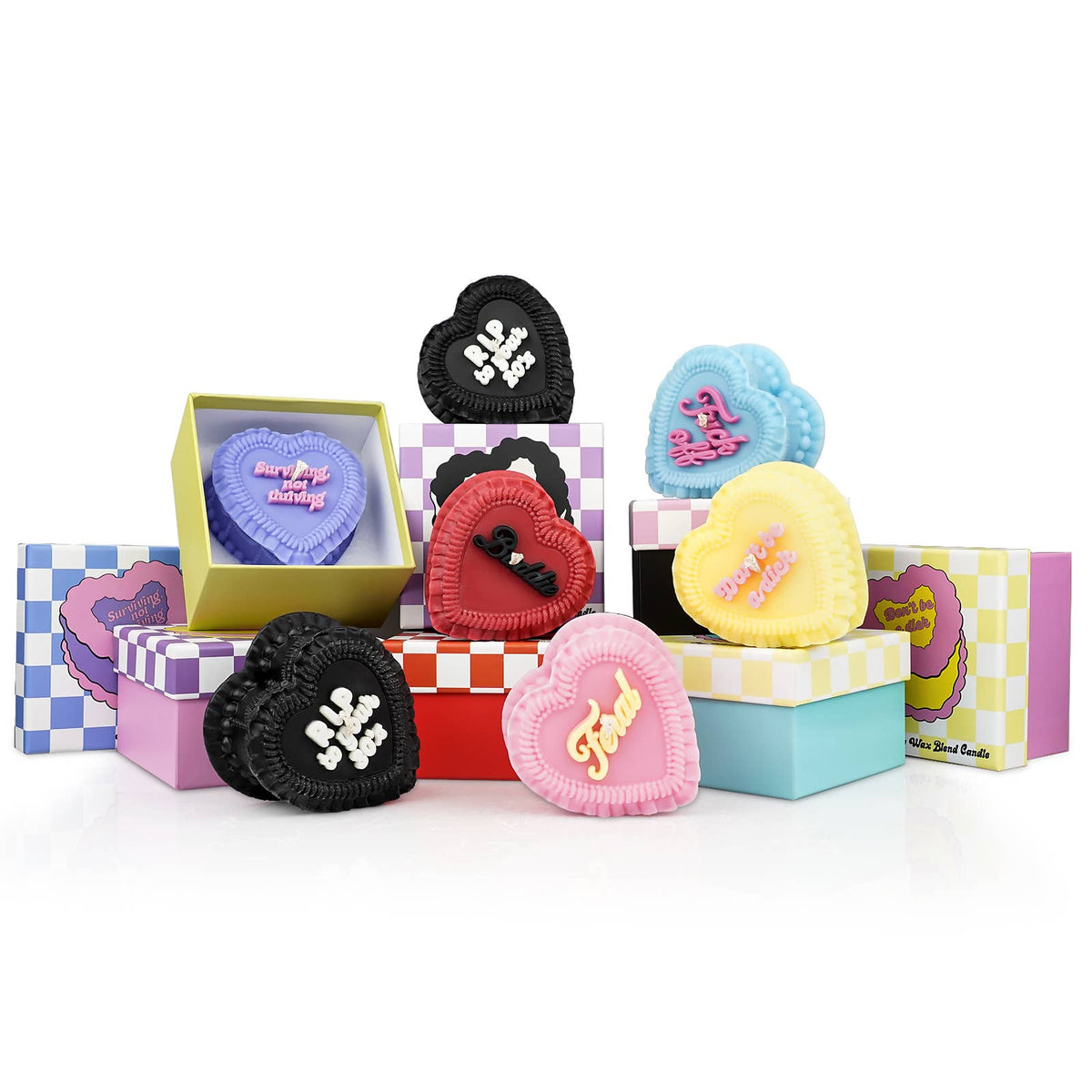 Feral Heart Cake Unscented Candle in Pink and Yellow-Fun Club-The Bullish Store