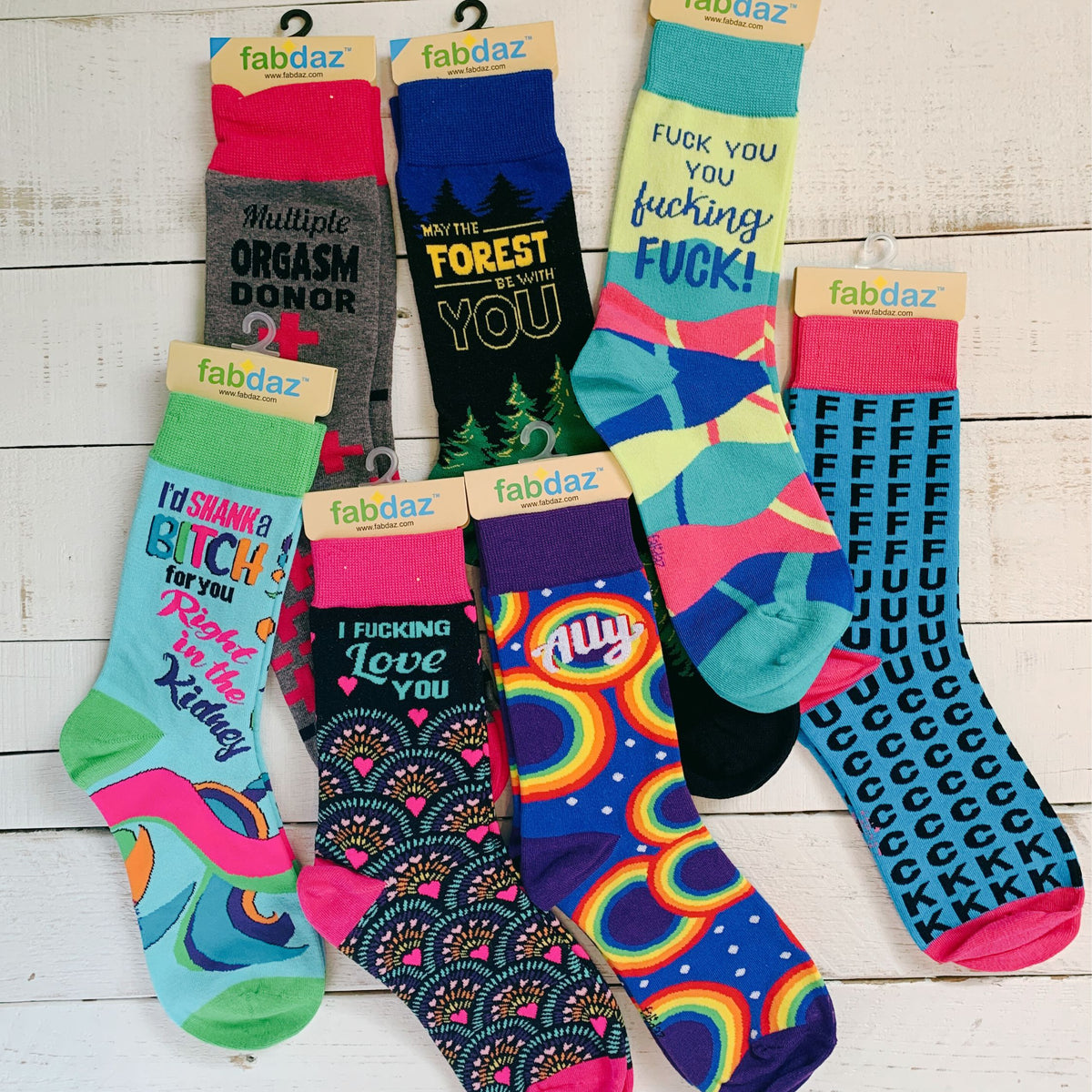 F**k You You F..king F**k Ladies' Crew Socks | Multicolor Sweary Women's Socks