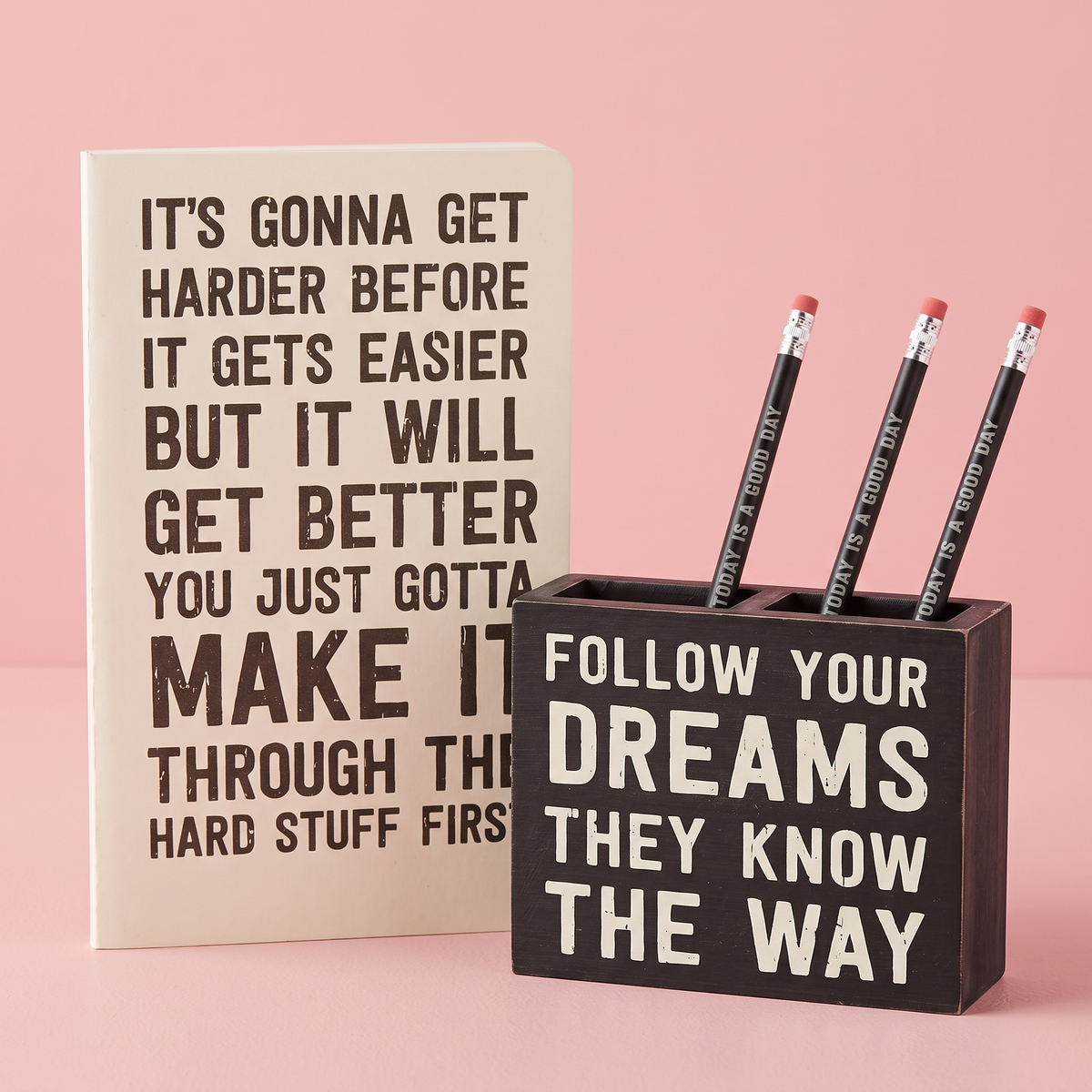 Follow Your Dreams Stationery Gift Set | Giftable | Notebooks, Pencils, Pen Holder-Primitives by Kathy-The Bullish Store