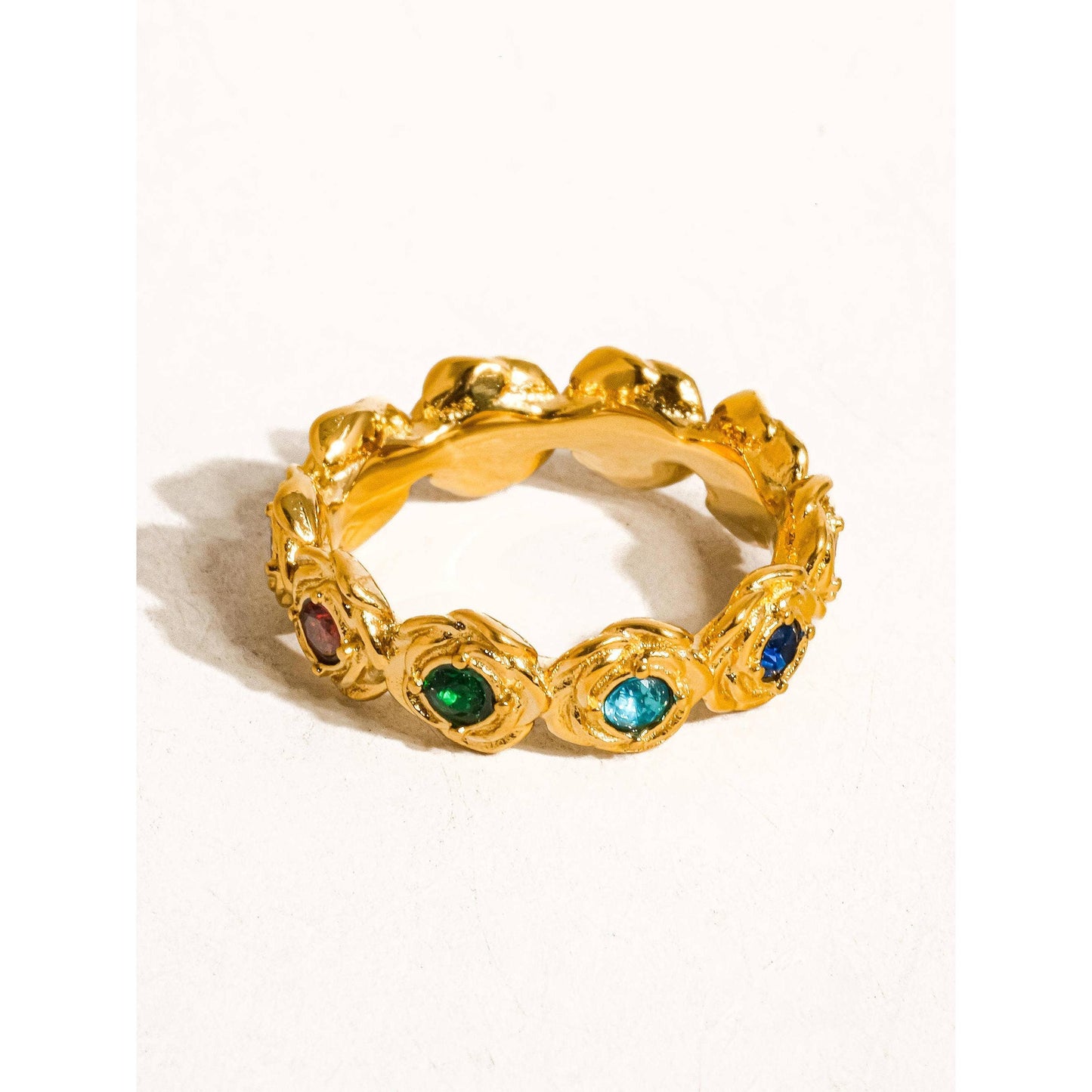 Frances 18K Gold Non-Tarnish Multi Stone Vintage Ring | Hypoallergenic Water-Resistant Jewelry