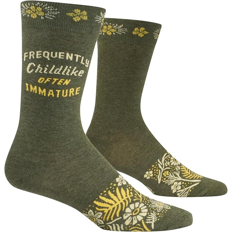 Frequently Childlike Often Immature Men's Crew Socks | Novelty Socks | BlueQ at GetBullish