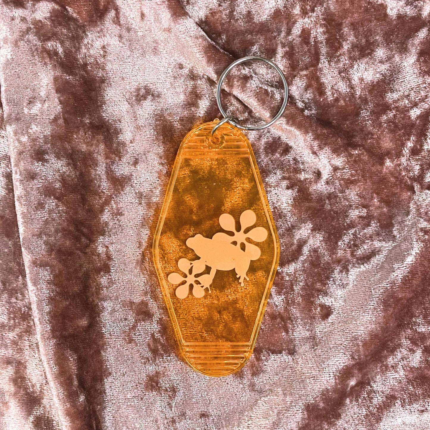 Frog Friend Motel Keychain in Transparent Orange