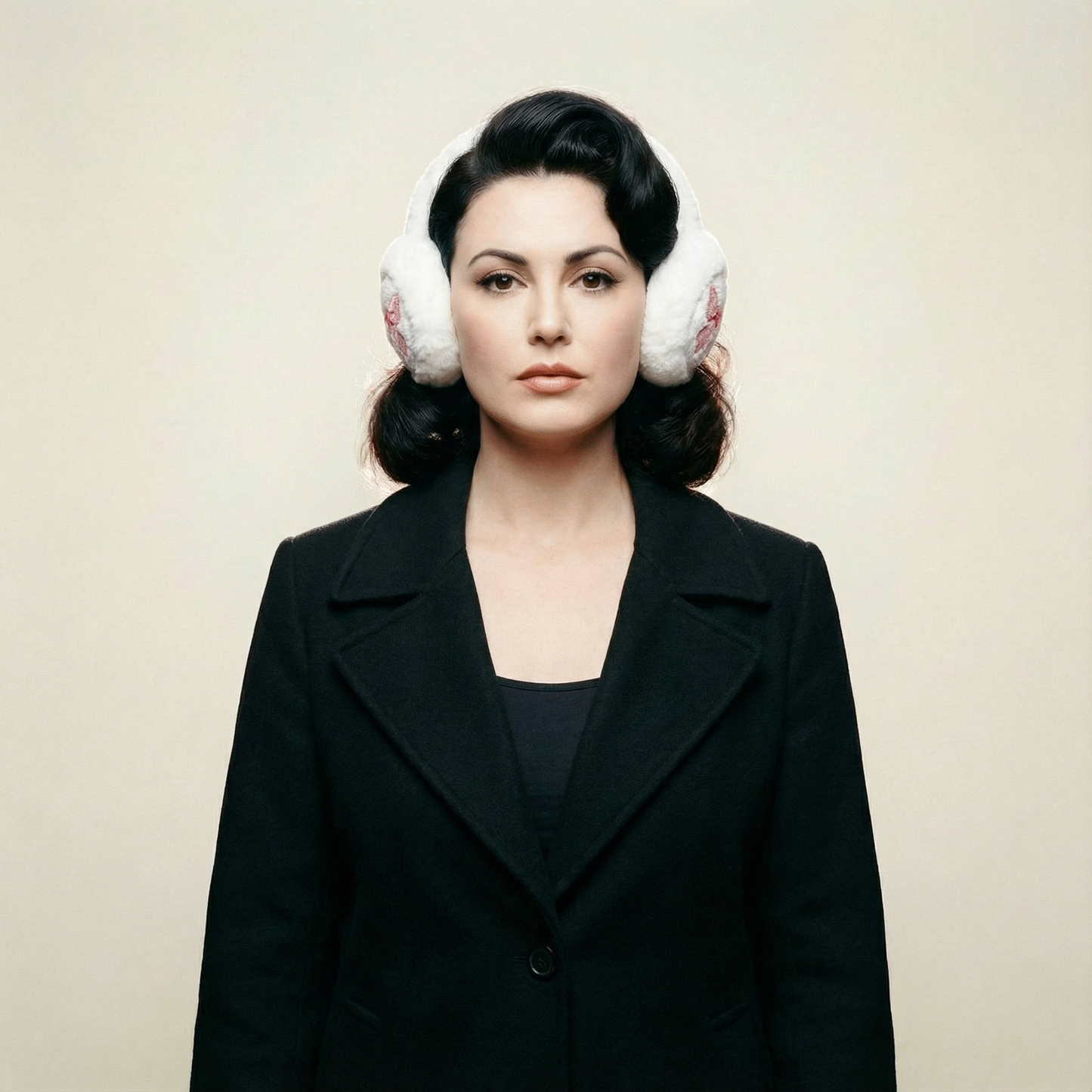 Fuzzy Earmuffs in White with Pink Ribbon Bows | Winter Ear Warmer Cover Caps