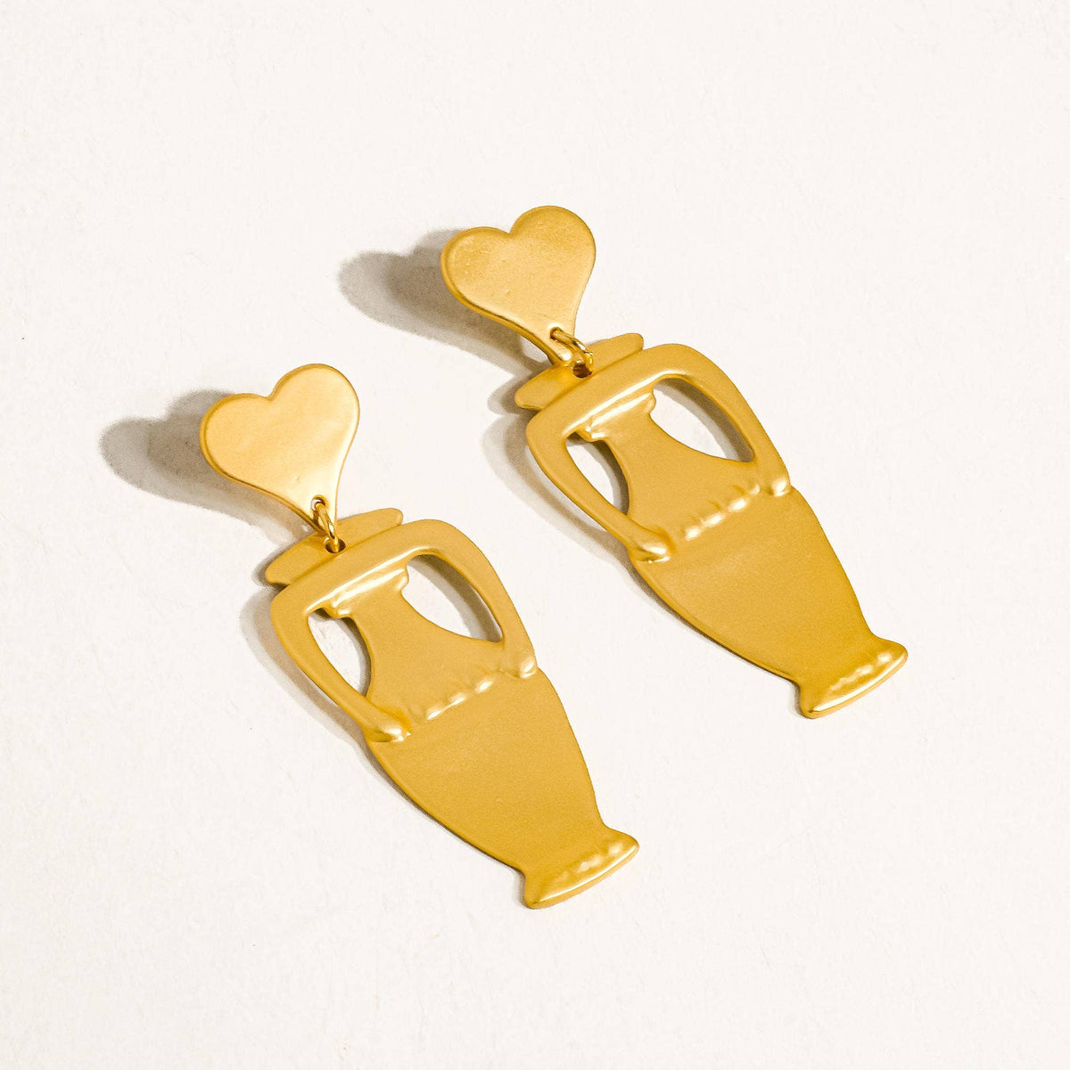 Gaby 18K Gold Vintage Heart Amphora Vase Earring | Gold Plating Over Brass-Flânerie by MAIQ-The Bullish Store