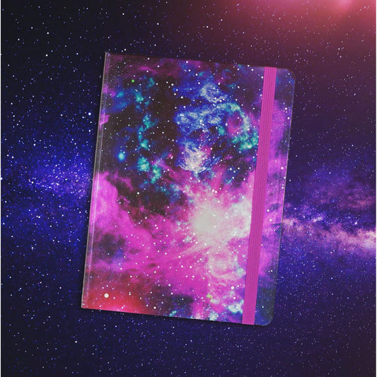 Galaxy Hard Cover Journal | Stellar Outer Space in Blue and Magenta | 6-1/4'' x 8-1/4''