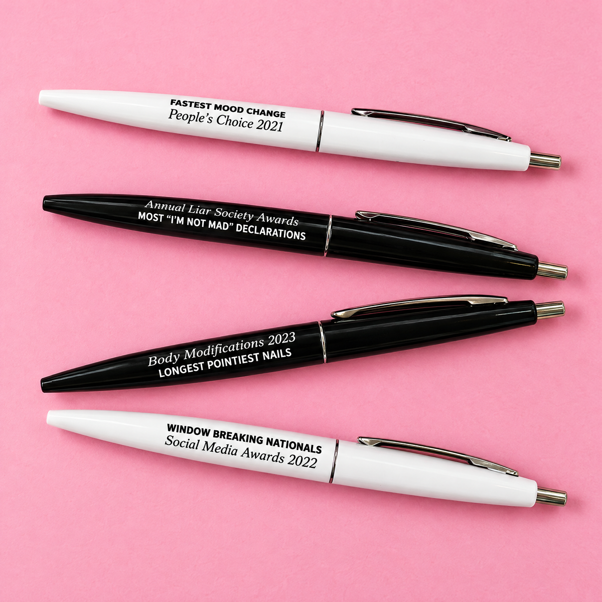 Crazy Bitches Awards Pen Set | 4 Vintage-Style Black Ink Pens