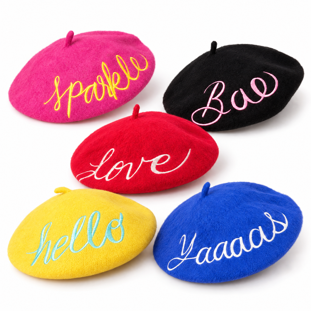 FLASH SALE: Embroidered Berets in 5 Fun Colors and Sayings | Wool and Nylon-Bewaltz-The Bullish Store