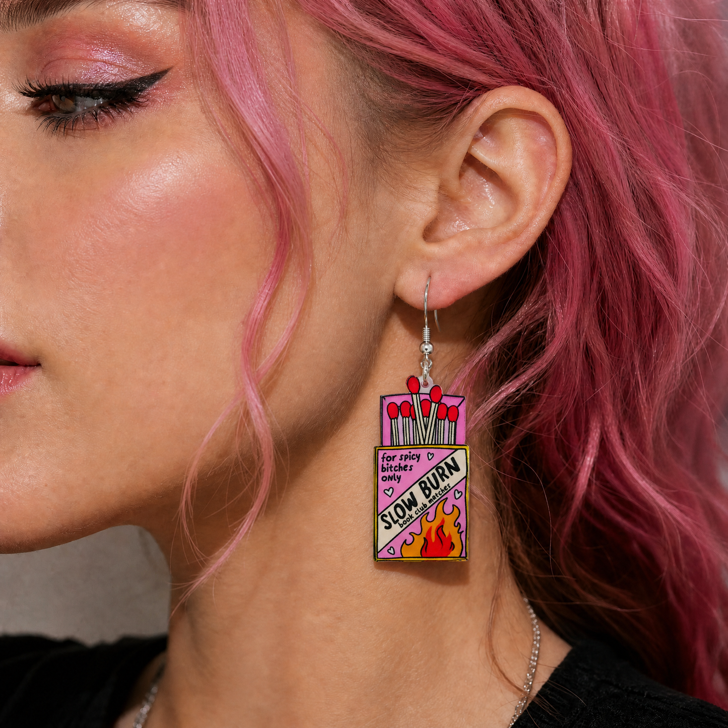 Slow Burn Book Club Matches Acrylic Earrings
