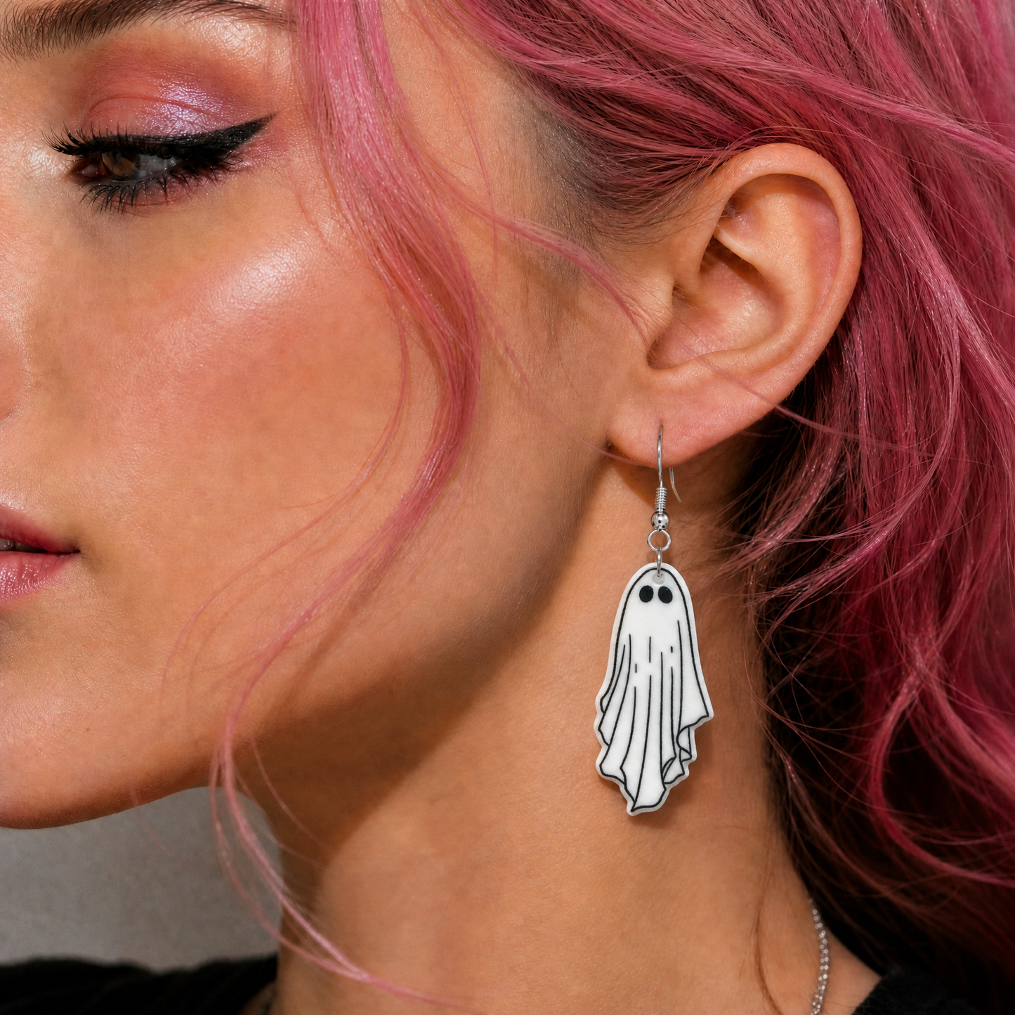 White Ghost Goth Acrylic Earrings
