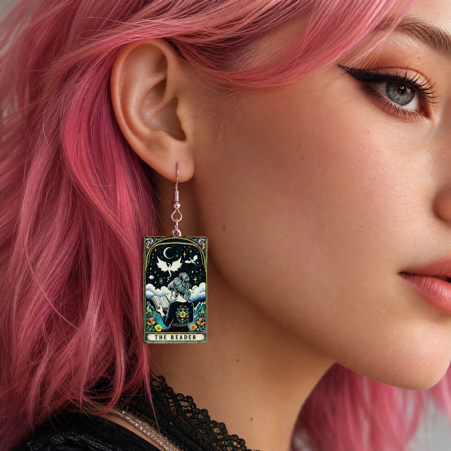 The Reader Tarot Card Acrylic Earrings