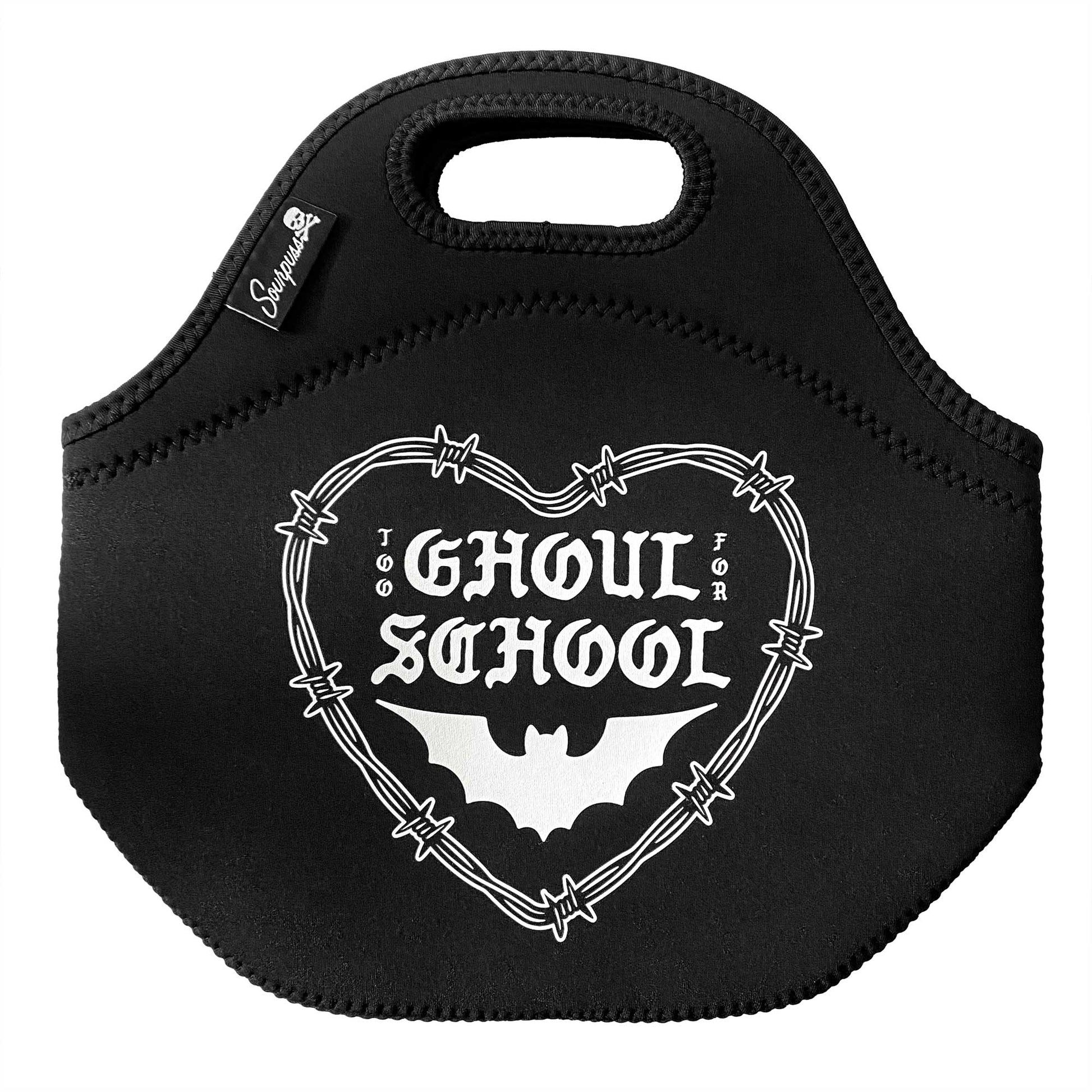 Ghoul School Insulated Lunch Bag in Black | Kids Spooky Snacks Lunchbox | 7.5" x 7"