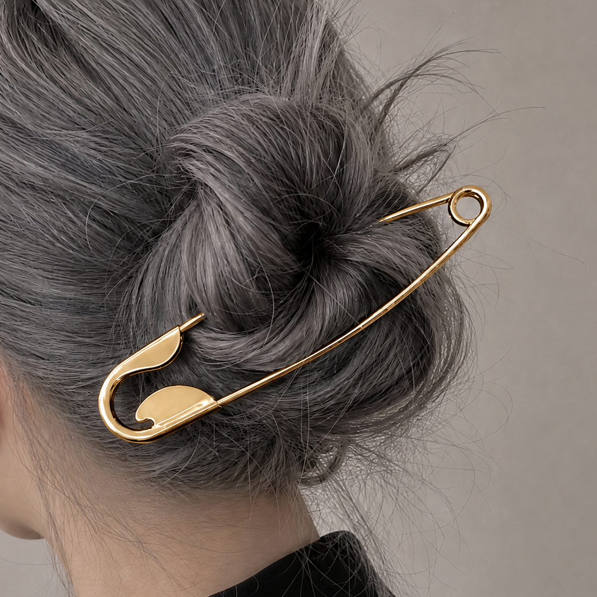 Giant Safety Pin Hair Clip in Gold | 5" Punk Bun Pin or Bag Charm