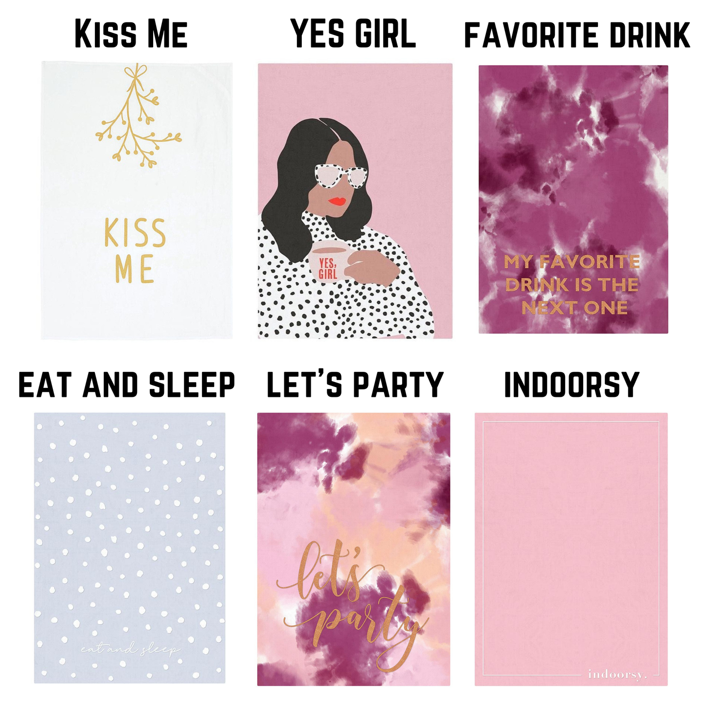 Eat and Sleep Dotted Blue Tea Towel | Extra Large 20" W x 27.5" L | In a Gift Box! | Gift for Her