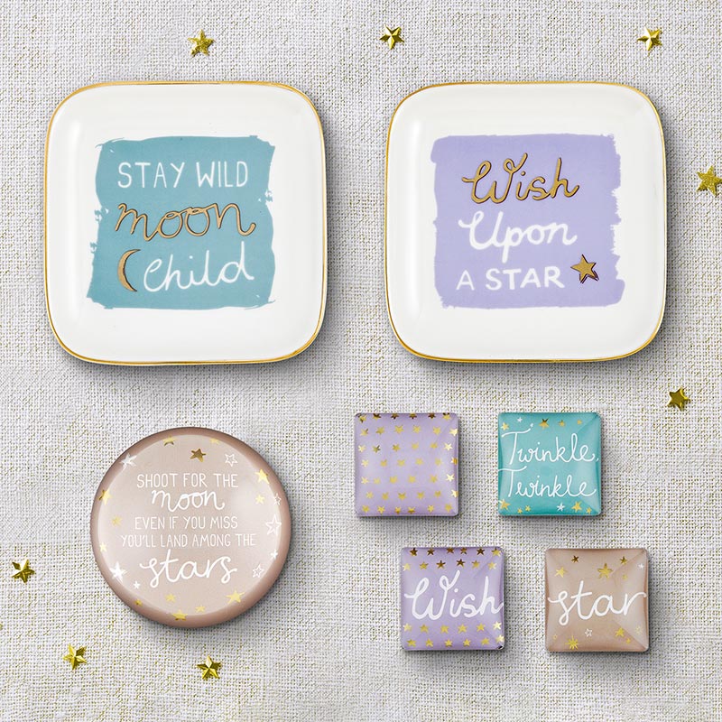 Gift Boxed Magnet Set | Wish Twinkle Square Glass Magnets Set of 4