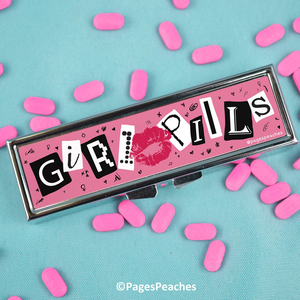 Girl Pills Mini 7-Day Pill Case | 1.25" x 4" x 0.75"