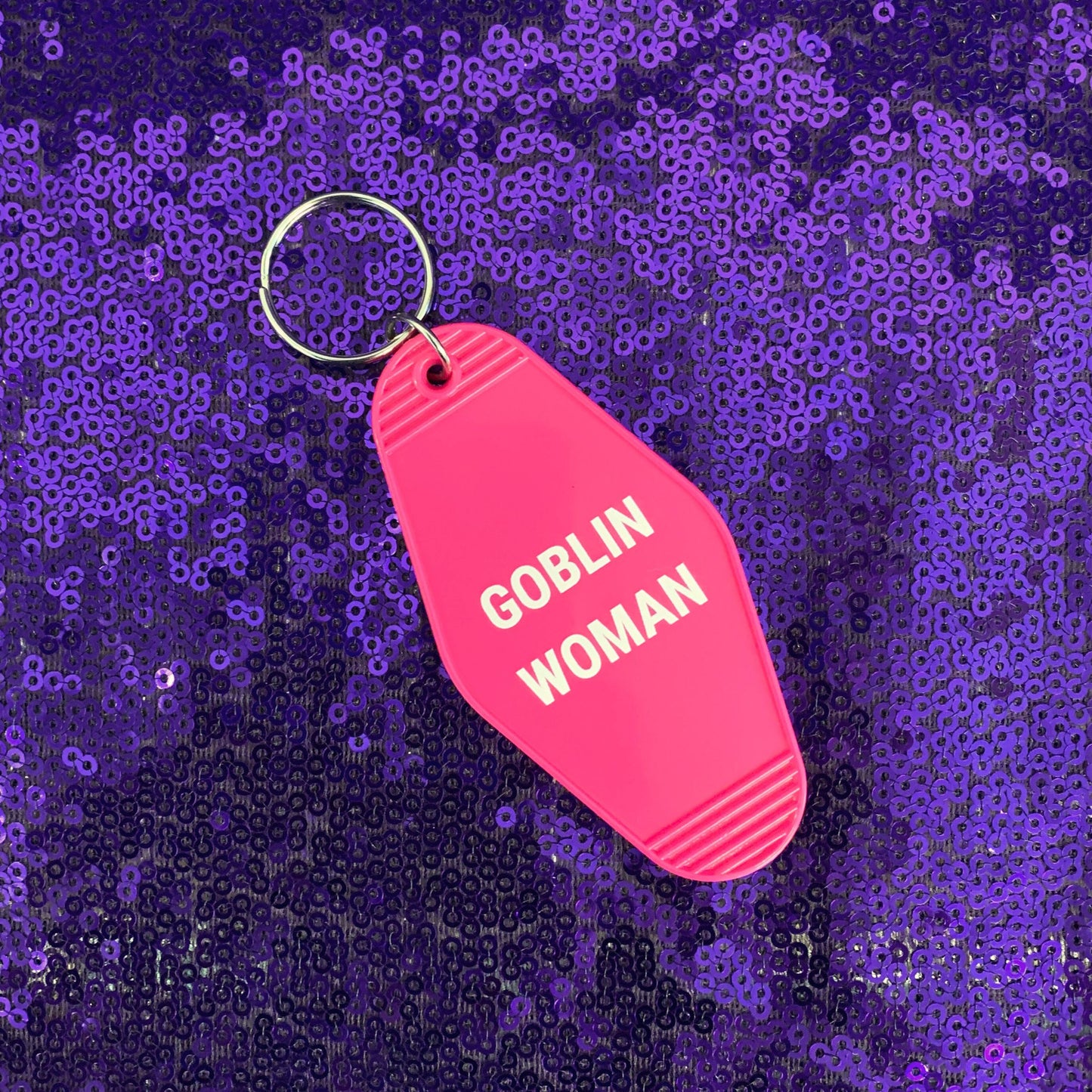 Goblin Woman Motel Style Keychain in Fuchsia Pink