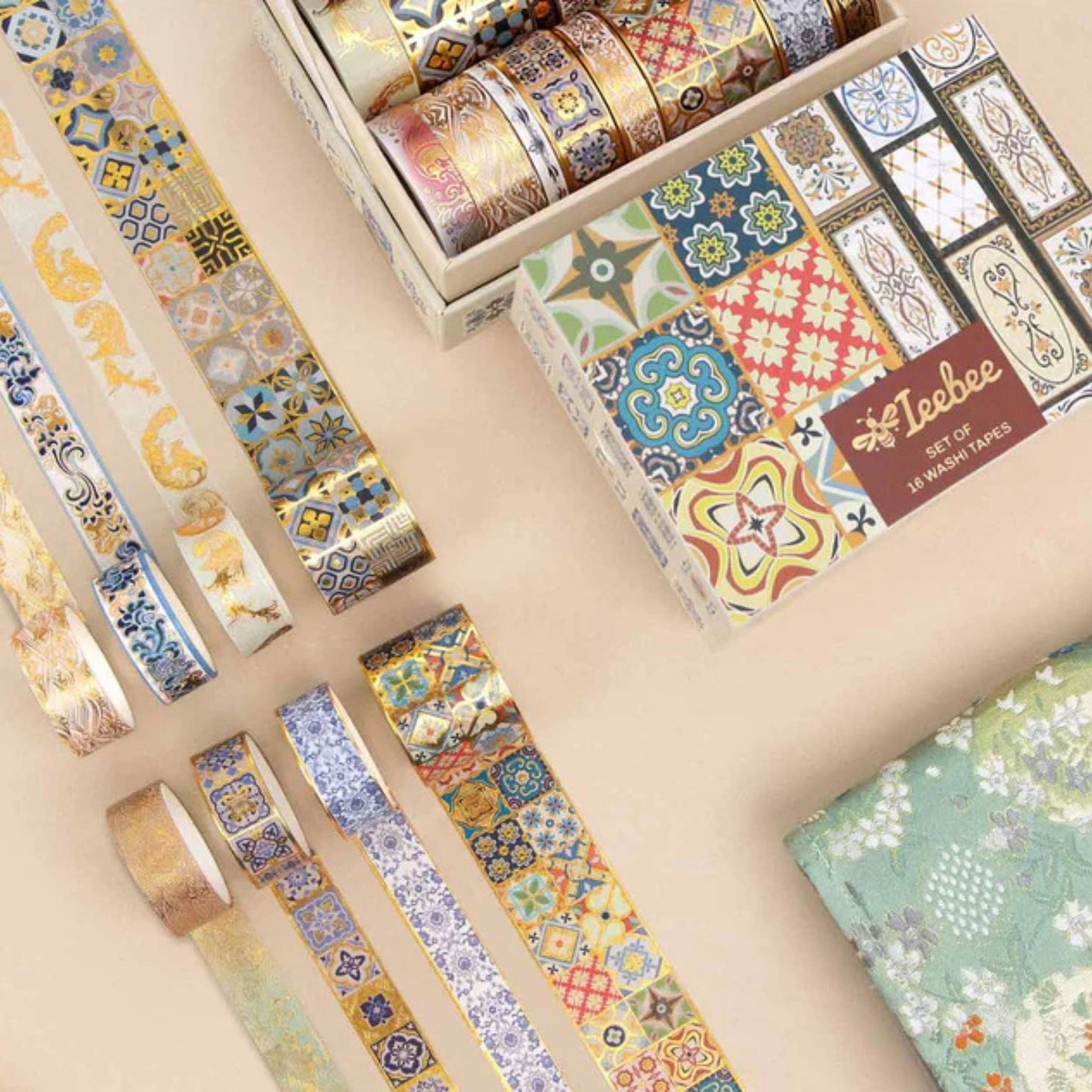 Gold Elegance Washi Tape Set | 16 Rolls Luxury Gold Foil Tapes for Journals, Planners & Scrapbooking