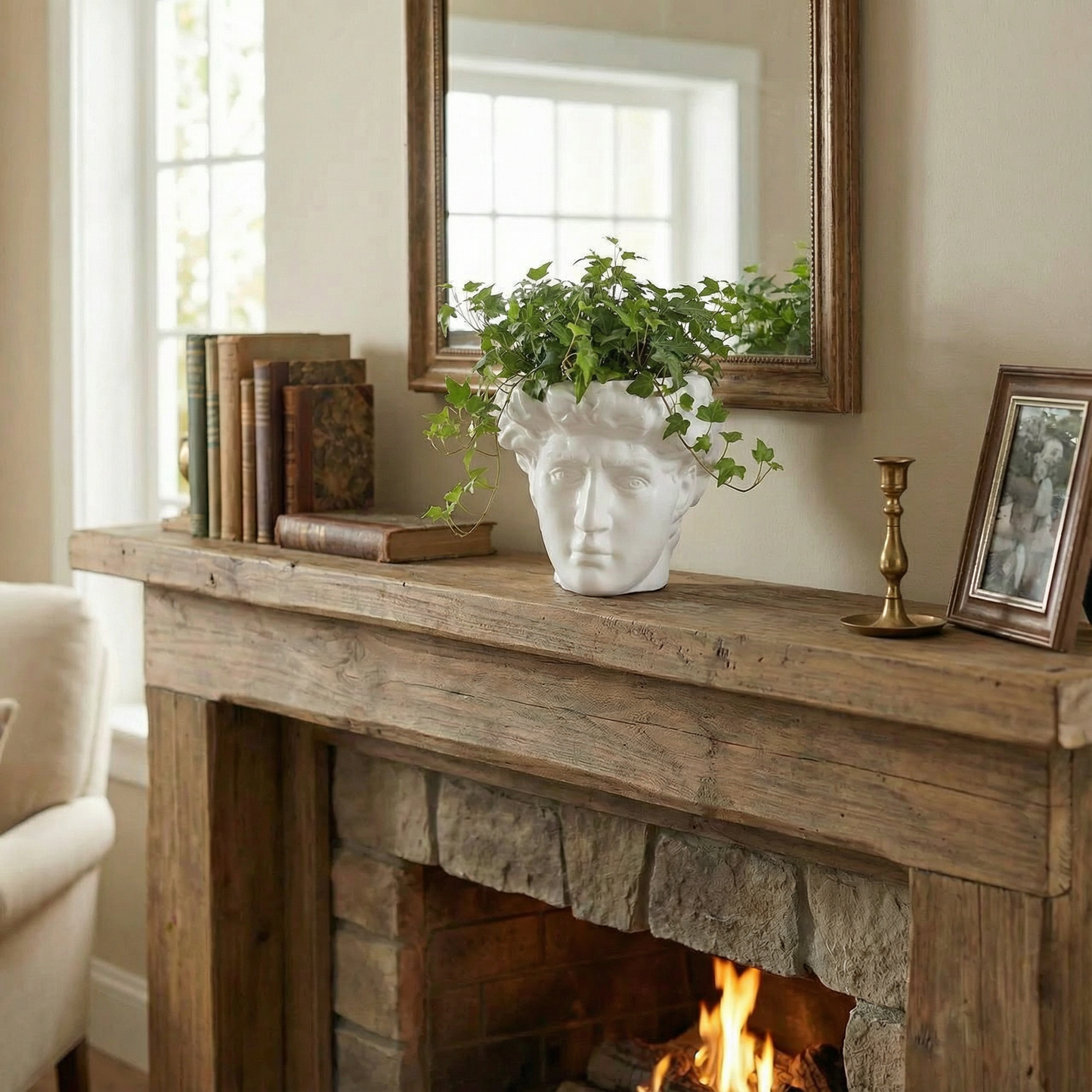 Greek Face Statue | Home Office Table Top Decor Roman Figure | 6.5" x 6"