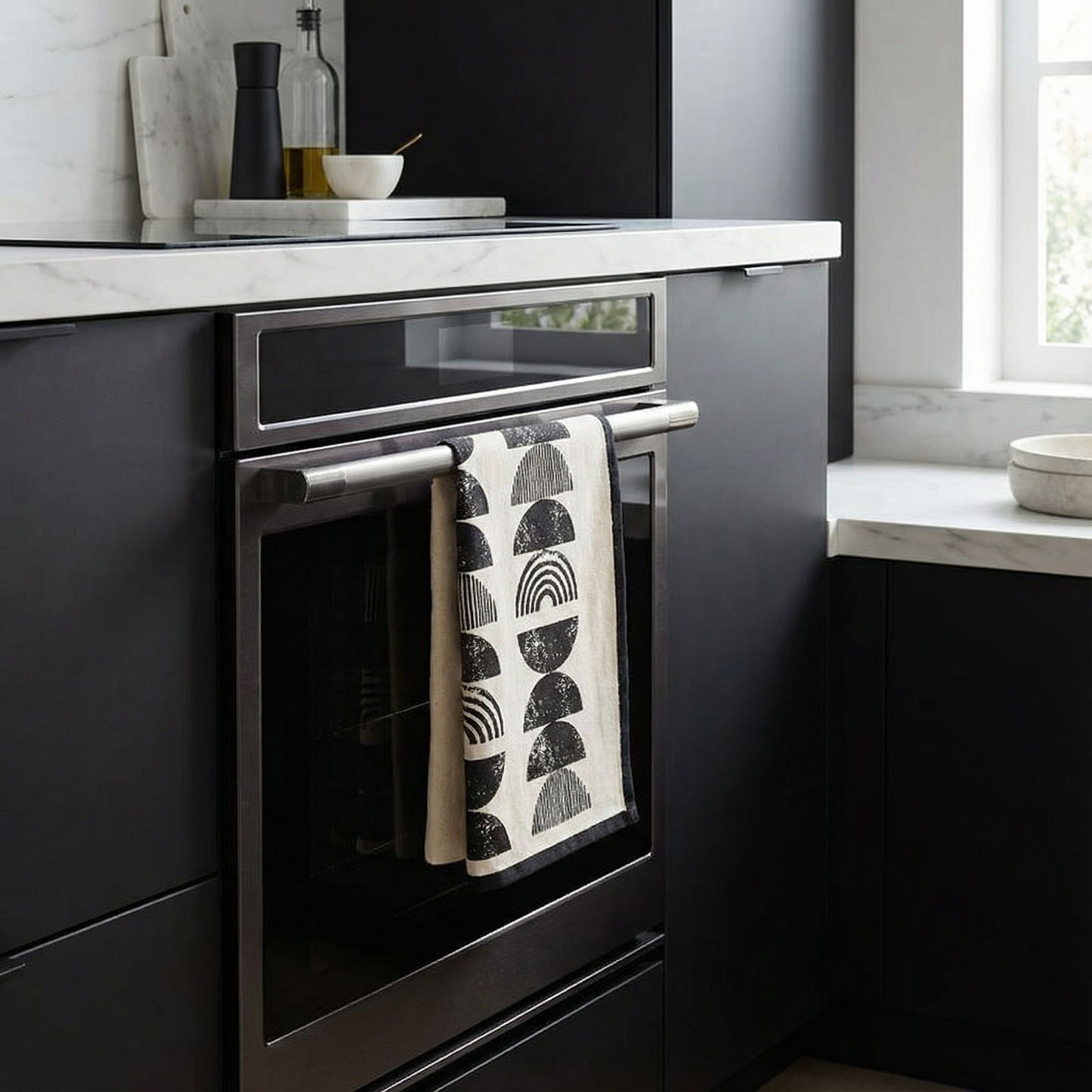 Half Circles Kitchen Tea Towel | 18" x 28" Cotton Dish Towel